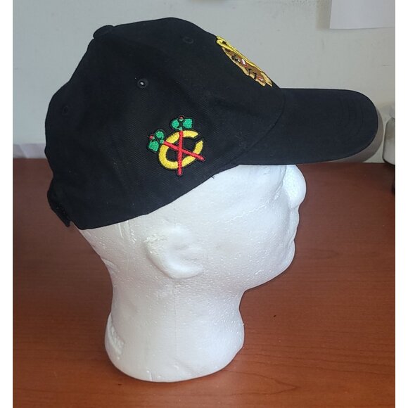 NHL Chicago Blackhawks Baseball Cap Hat Officially Licensed Black Adjustable - Picture 2 of 7